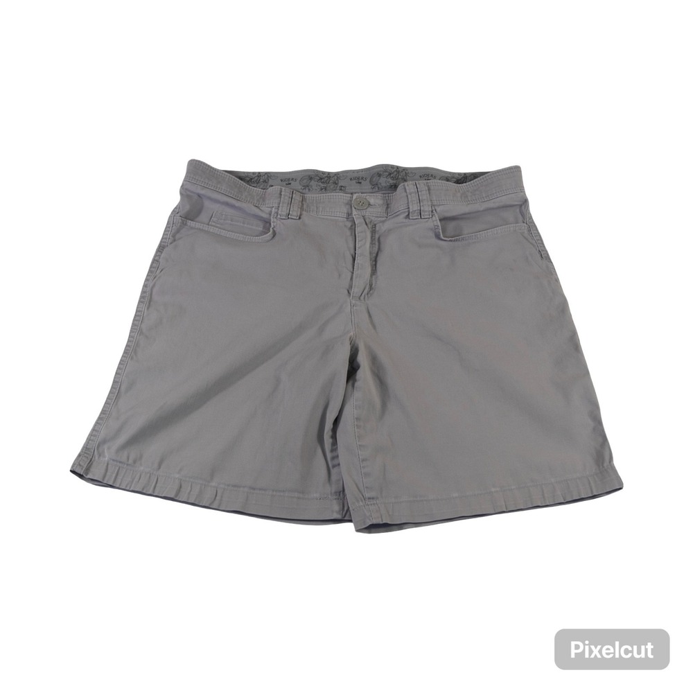 Riders Lee Shorts Womens 14‎ Gray Cotton Stretch Mid Rise Streetwear Travel